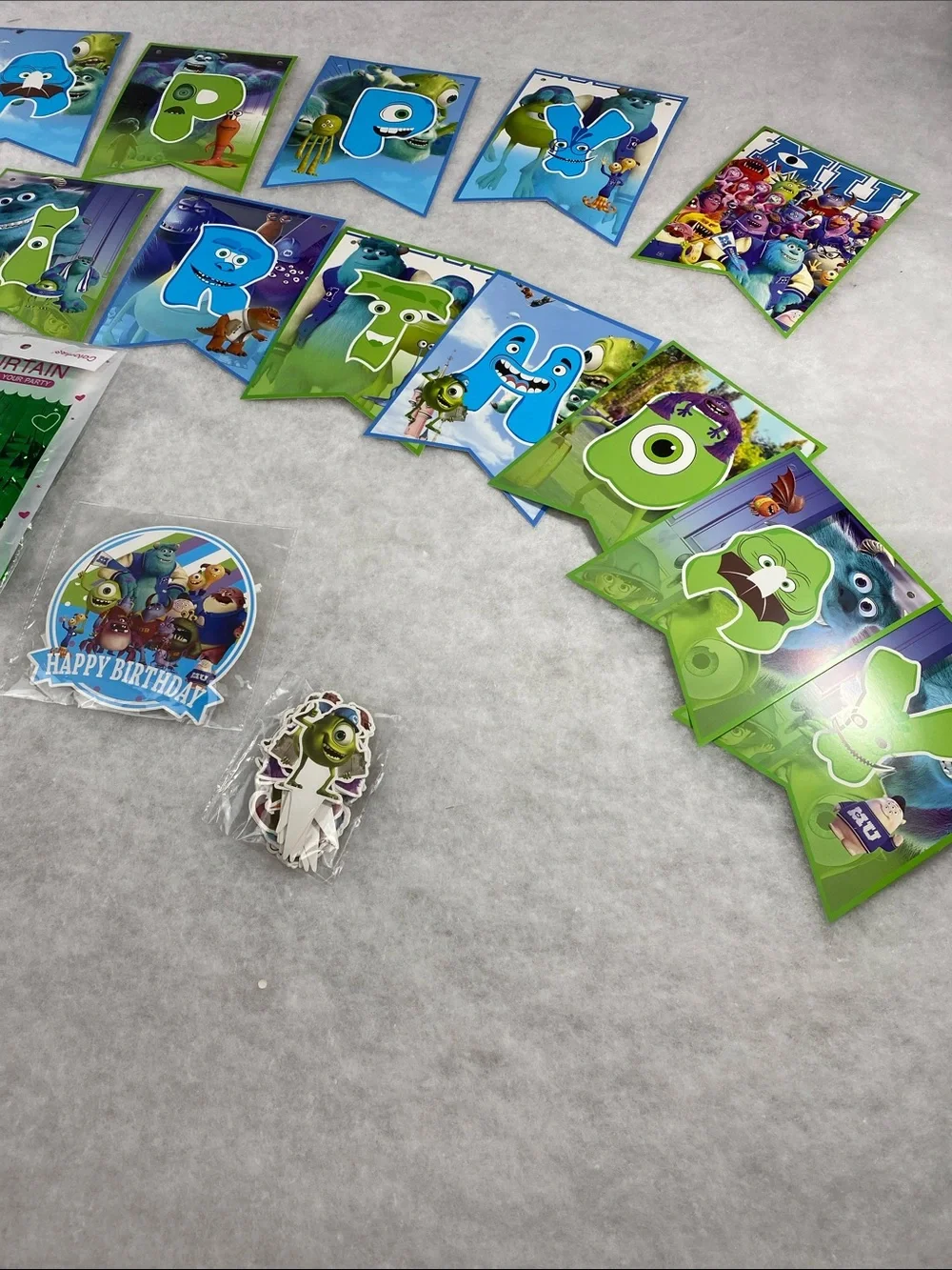 Monsters inc Birthday Banner Party Kit - Blue & Green